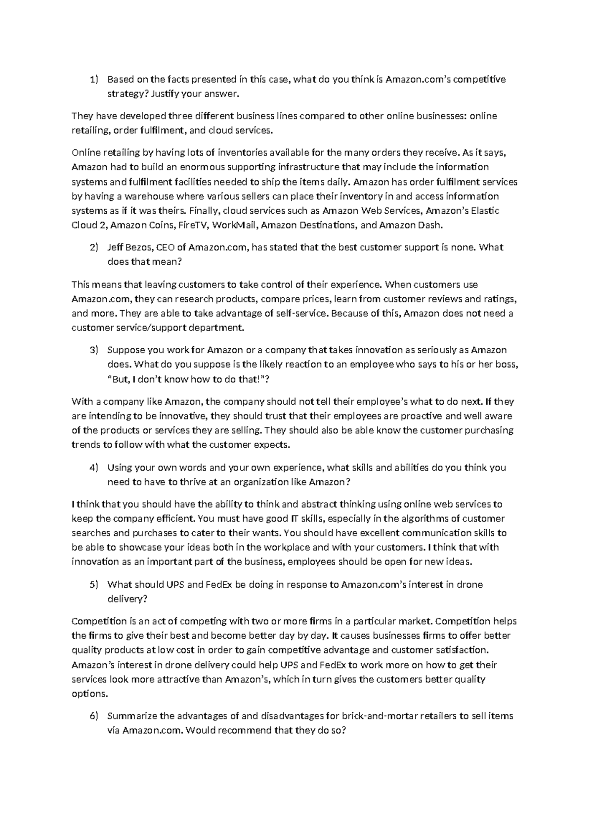 MIS Case Study 3 Analysis: Amazon's Competitive Strategies and ...
