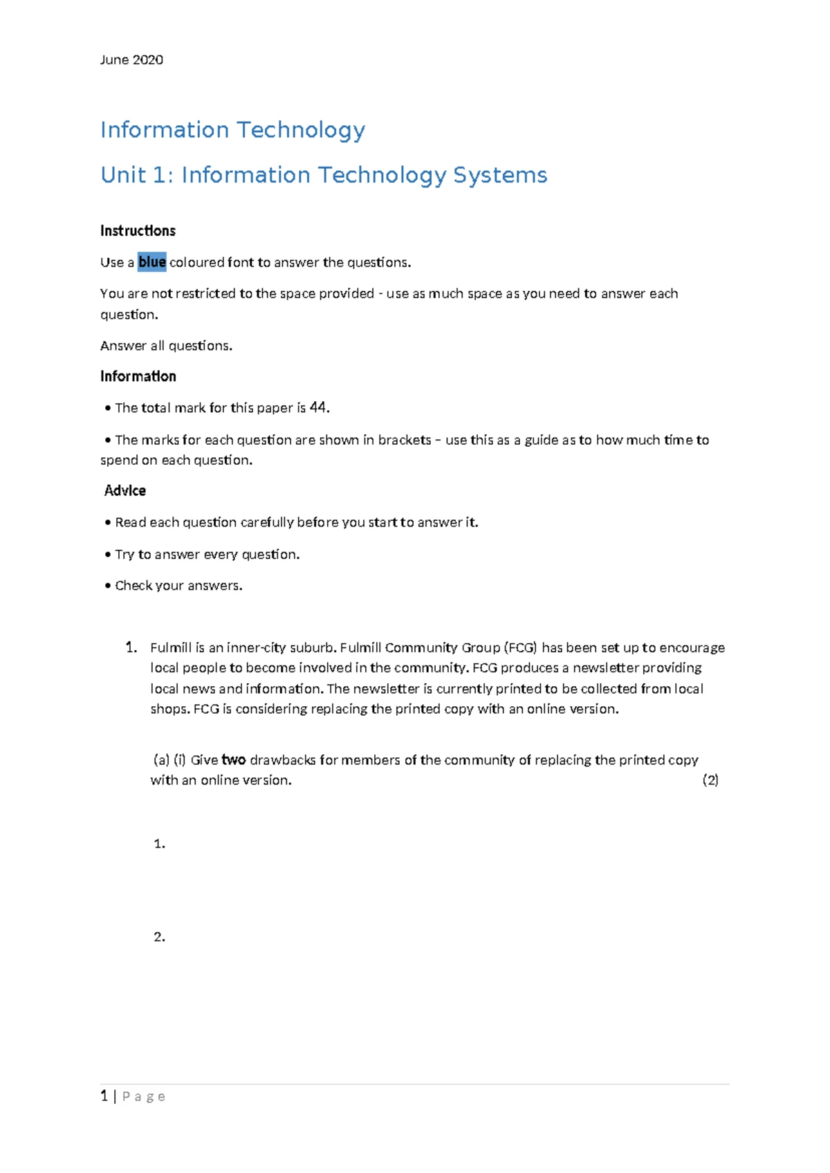 IT Support Fundamentals: Joshua Hall Assignment 1 - Unit 12 - Studocu