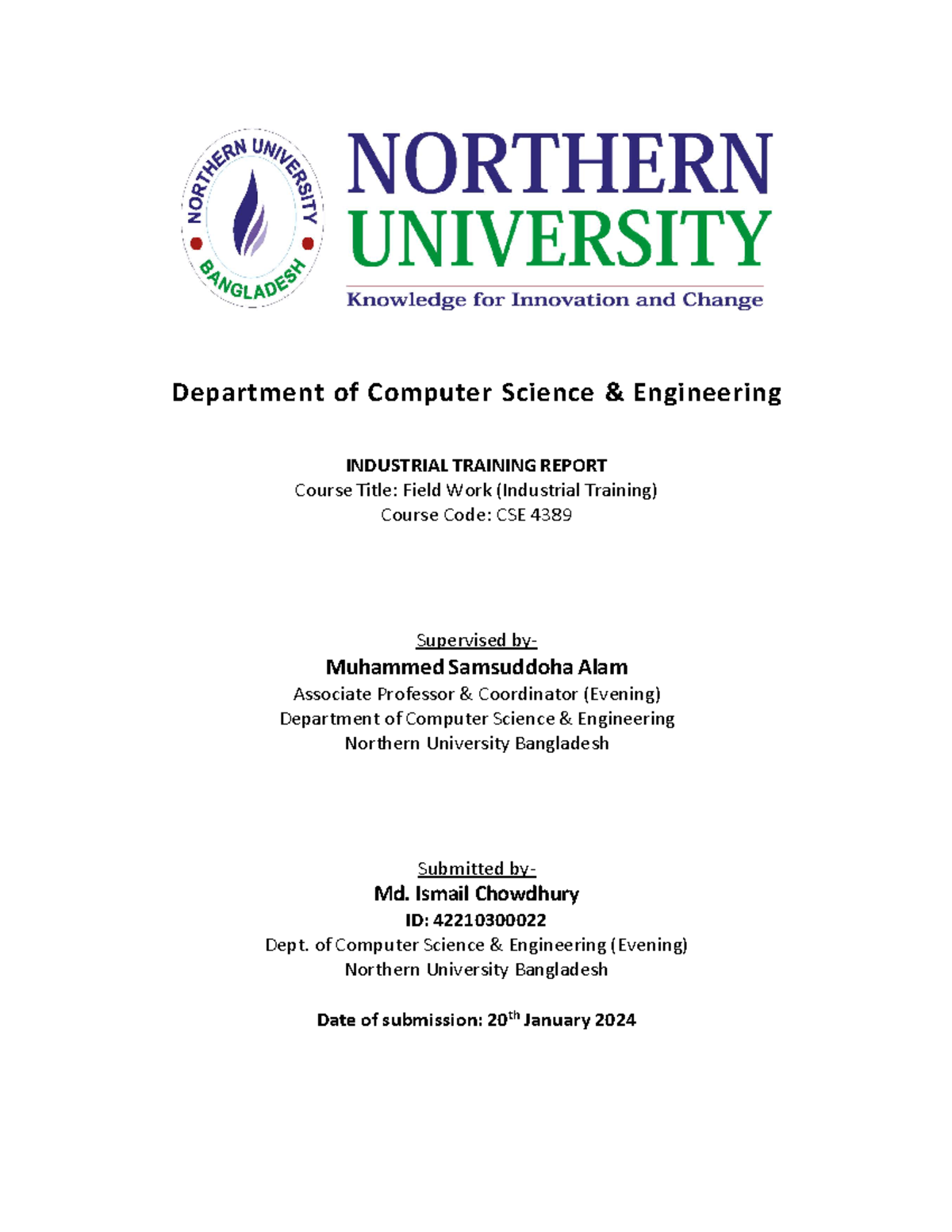 CSE 4389: Industrial Training Report on Digital Marketing - Document Preview