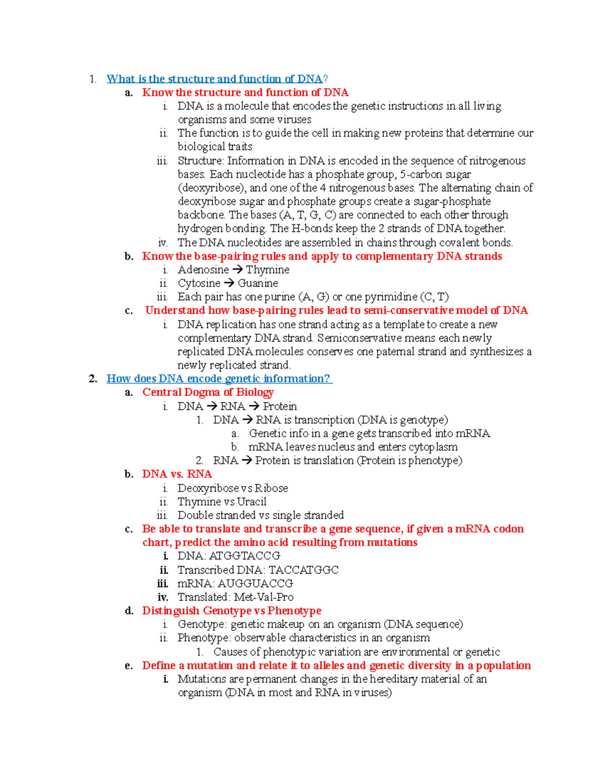 IB Exam 2 SG - Comprehensive Summary of DNA Structure & Function - Studocu