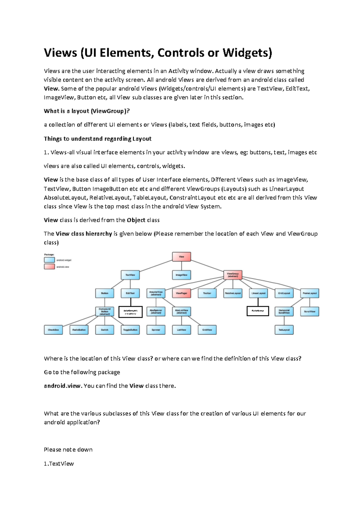 11 Android Views & ViewGroups Overview - Notes for Study - Studocu