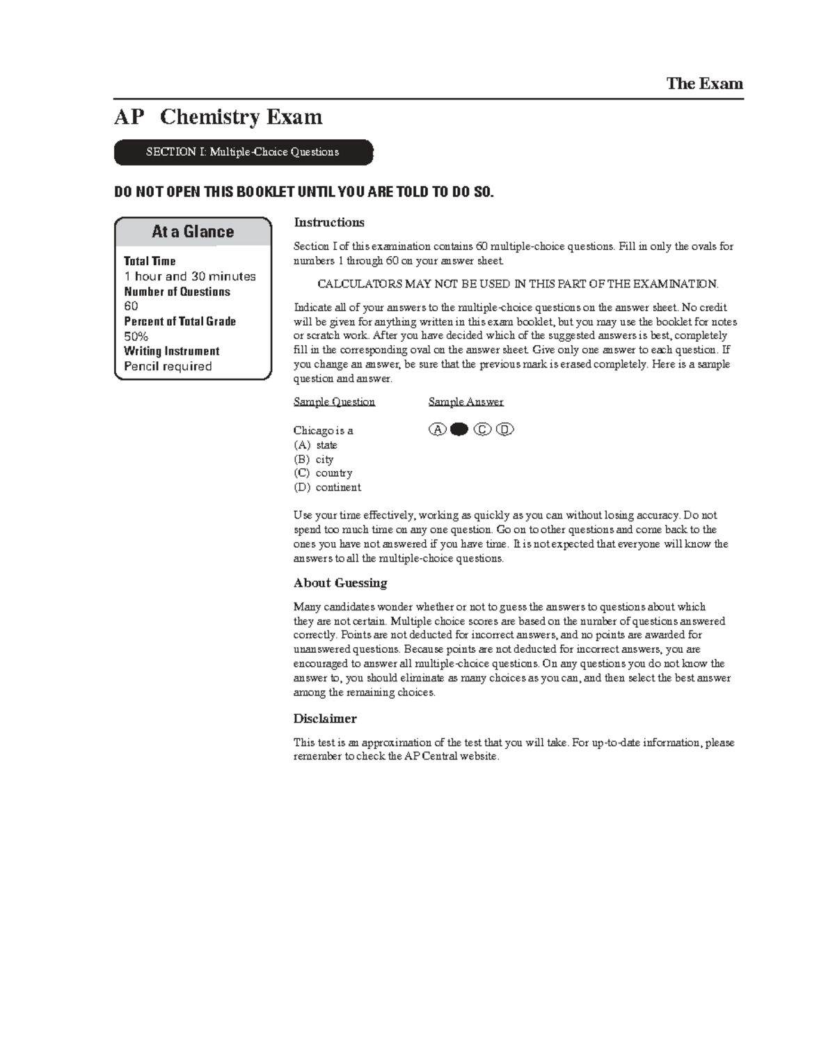 AP Chemistry Practice Test 1: Multiple-Choice Questions Guide - Studocu