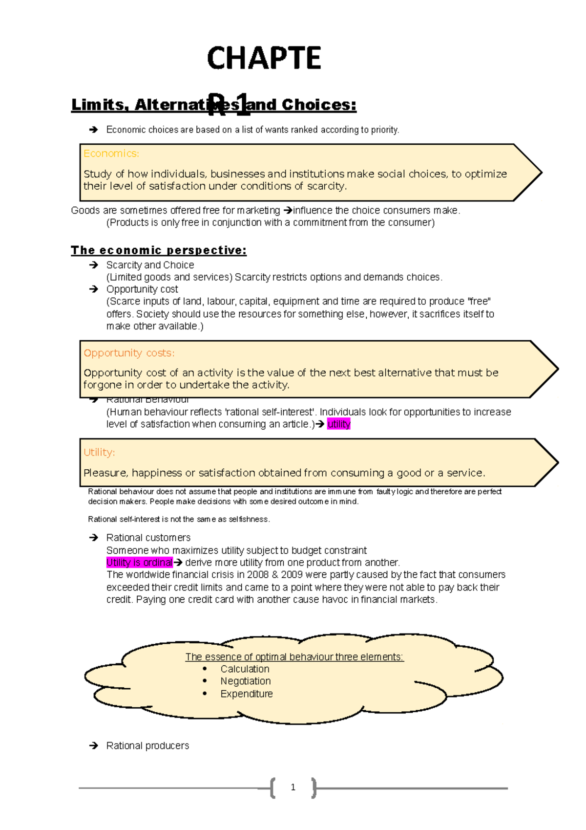 Chapter 1 EKN 110 - Limits, Alternatives and Choices: Economic choices ...