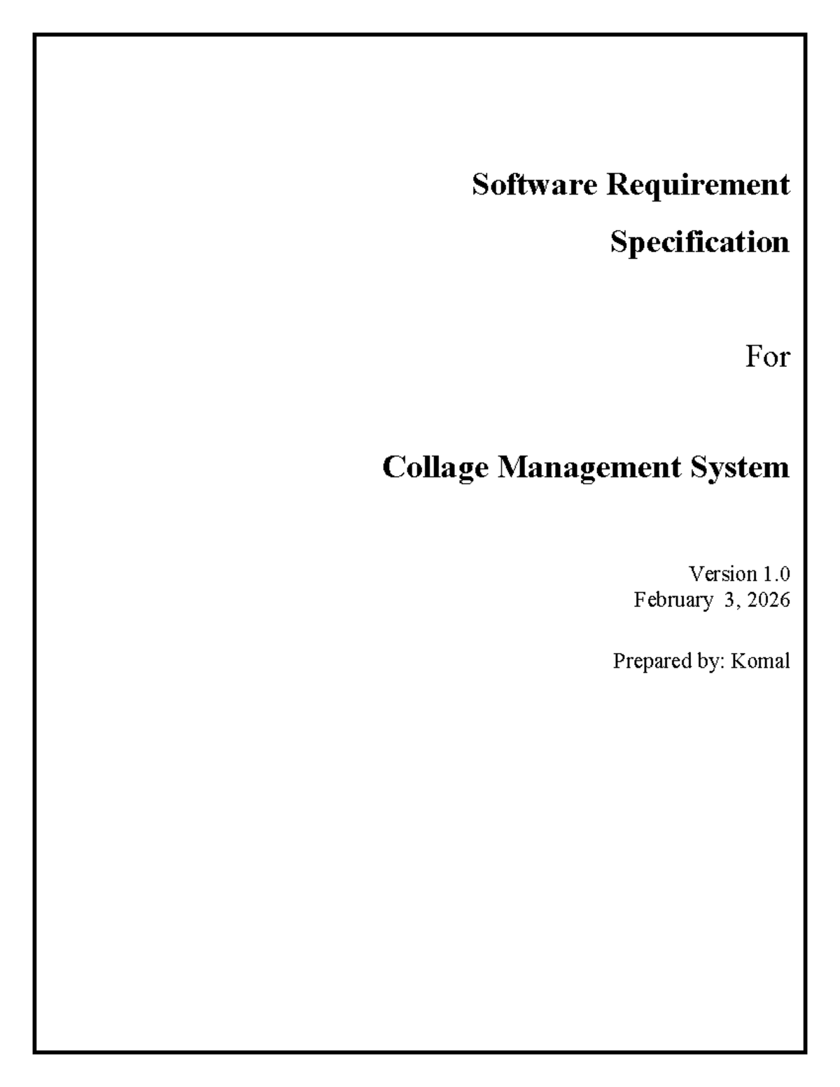 SRS for College Management System V1.0 - Feb 2026 - Studocu