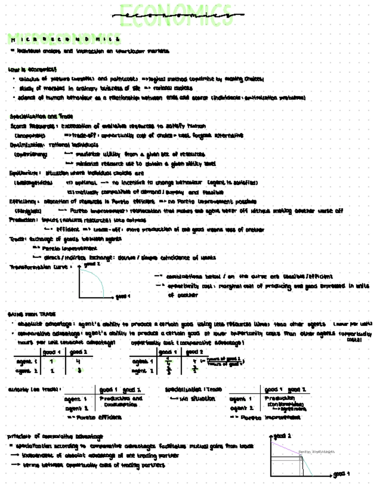Principles of Economics 1 (ECON 101) - Comprehensive Summary Notes ...