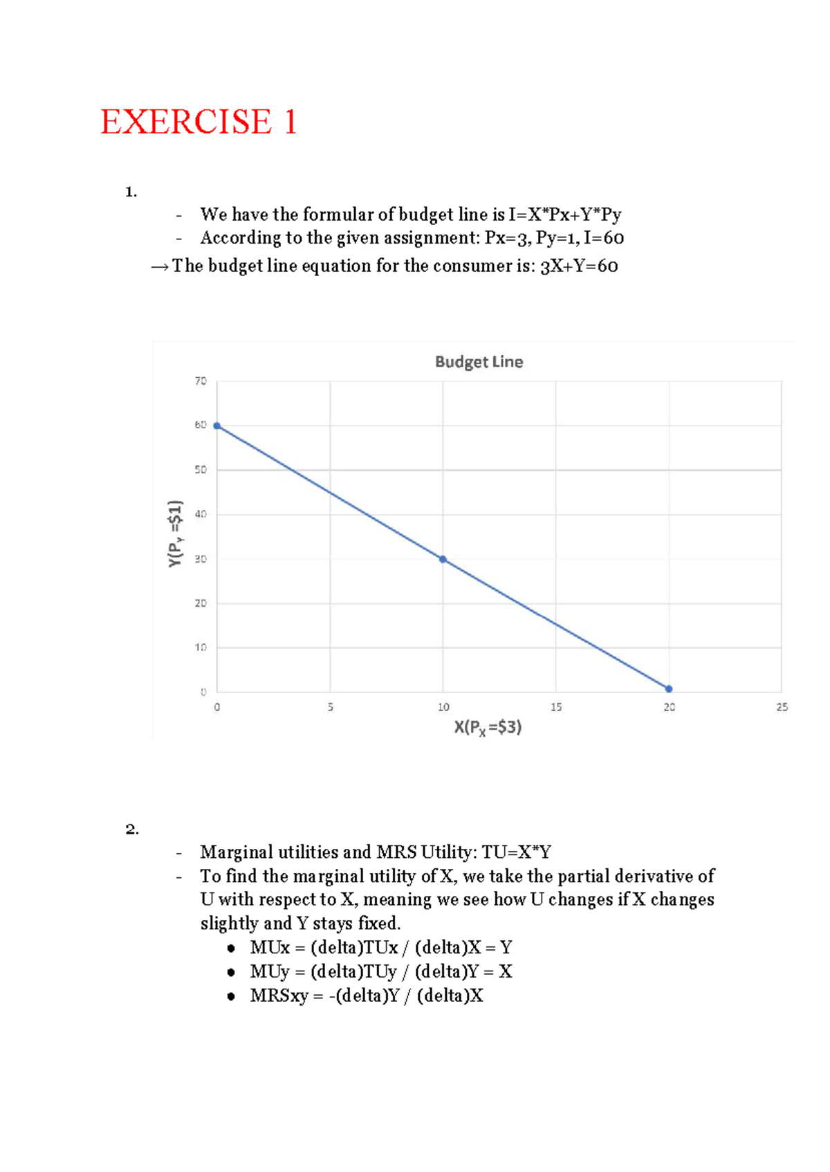 Assignment 5: Budget Line & Utility Maximization Analysis - Studocu