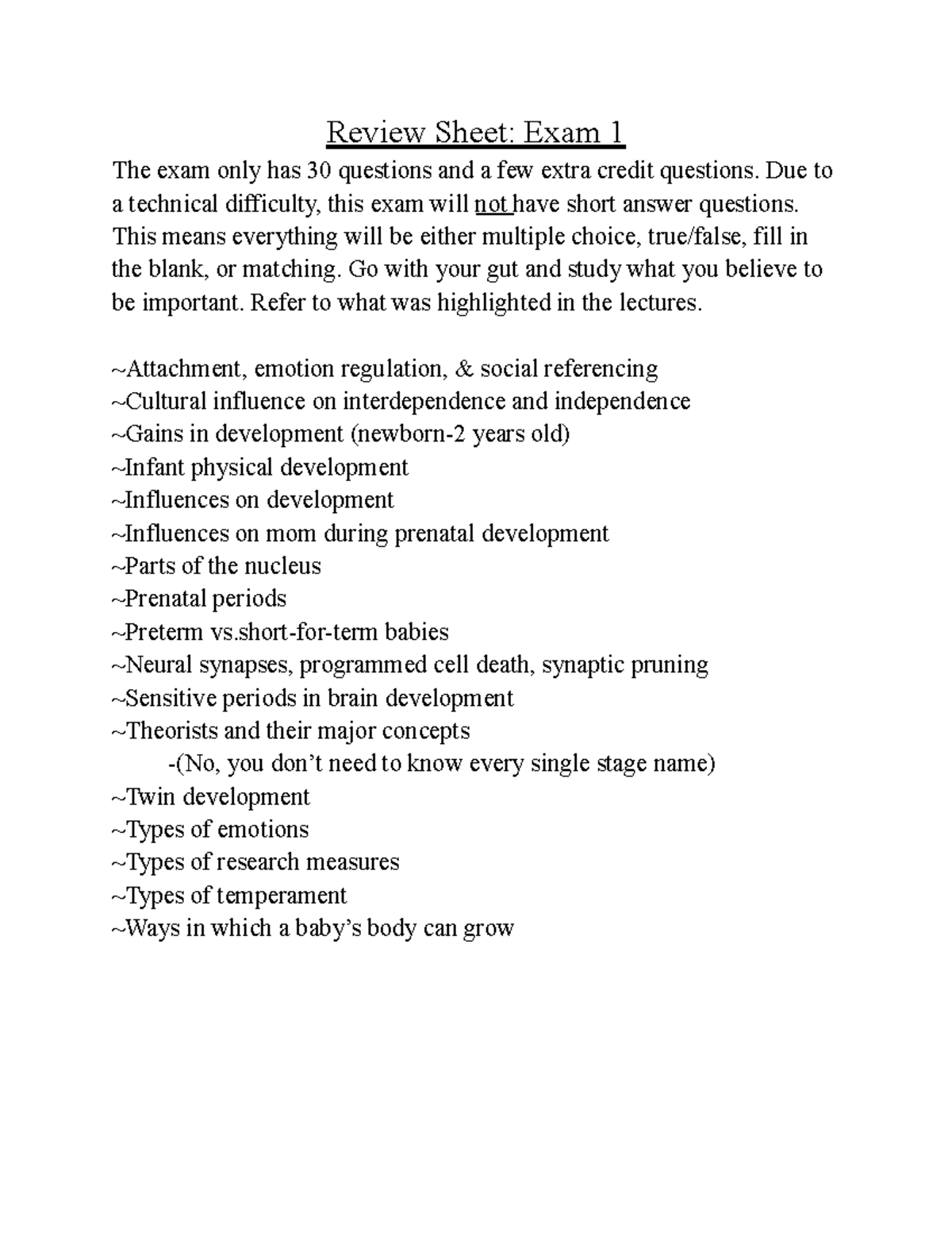 Psych 150: Exam 1 Review Sheet - Key Concepts & Question Types - Studocu