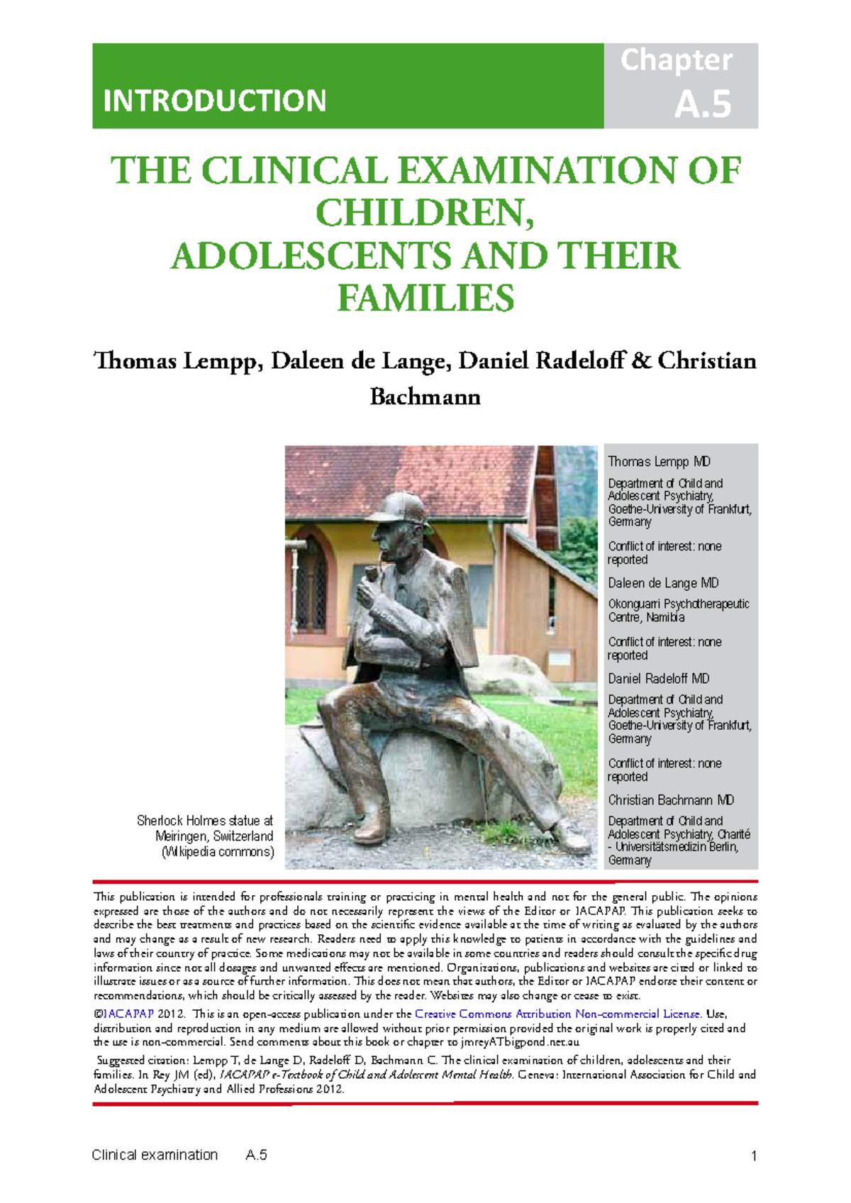 IACAPAP A.5: Clinical Examination of Children & Adolescents in Mental ...