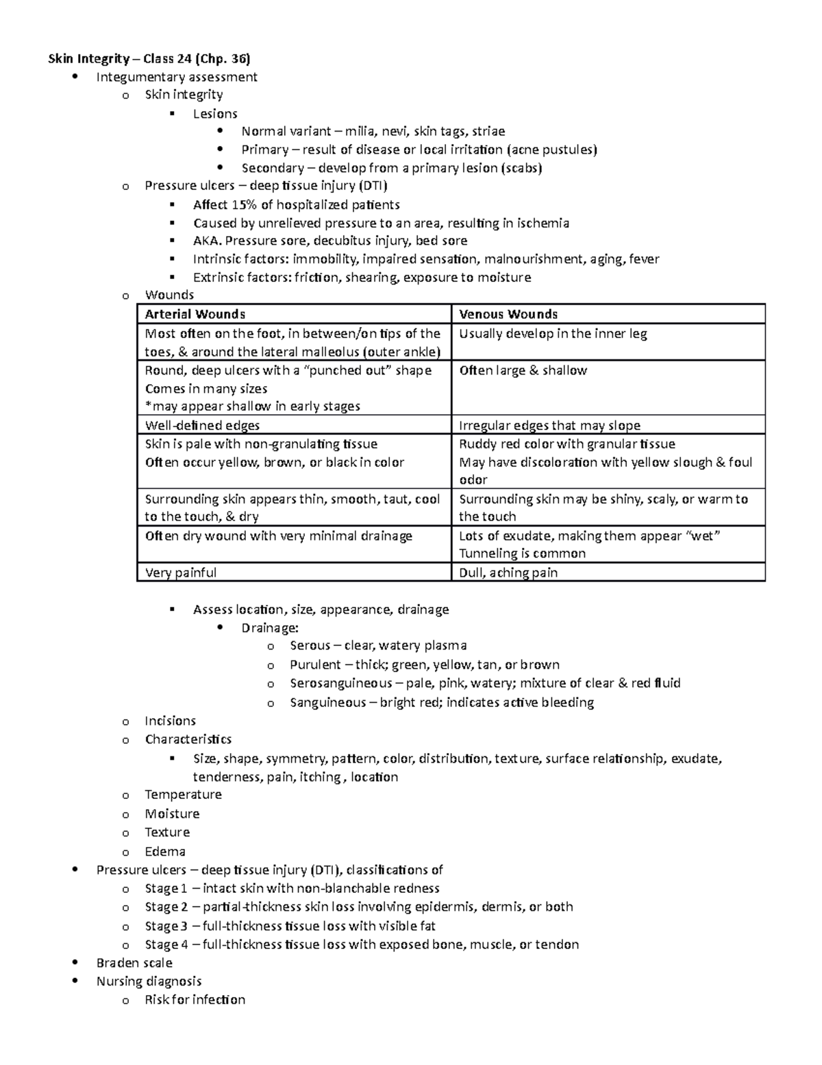 Nursing Fundamentals - Skin Integrity: Integumentary Assessment & Wound ...