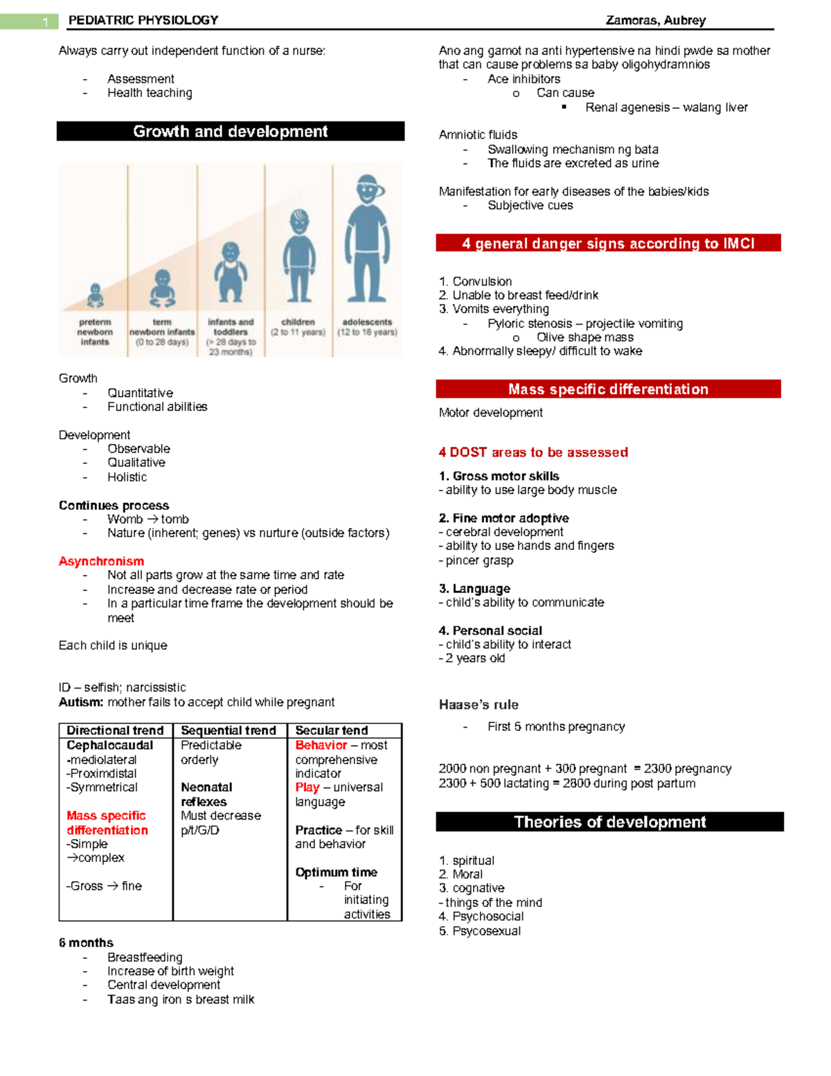 PEDIA 101: Comprehensive Pediatric Physiology Study Notes - Studocu