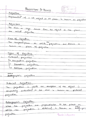 Projection of points in orthographic projections (ENG 101) - Studocu