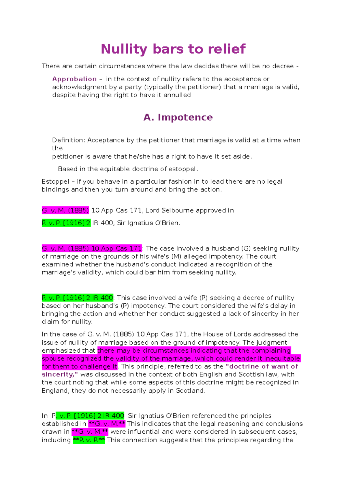 Nullity Bars to Relief: Legal Principles and Case Analysis - Studocu