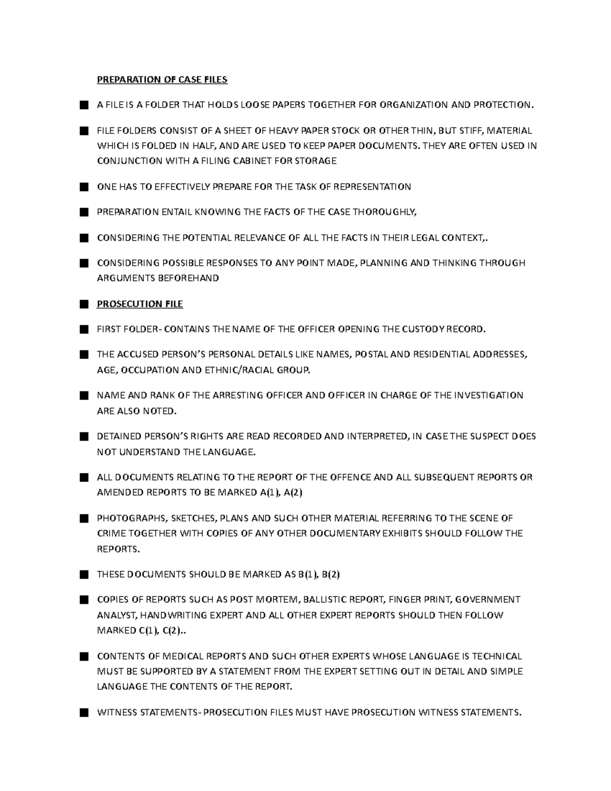 Preparation of Case Files for Legal Representation and Organization ...