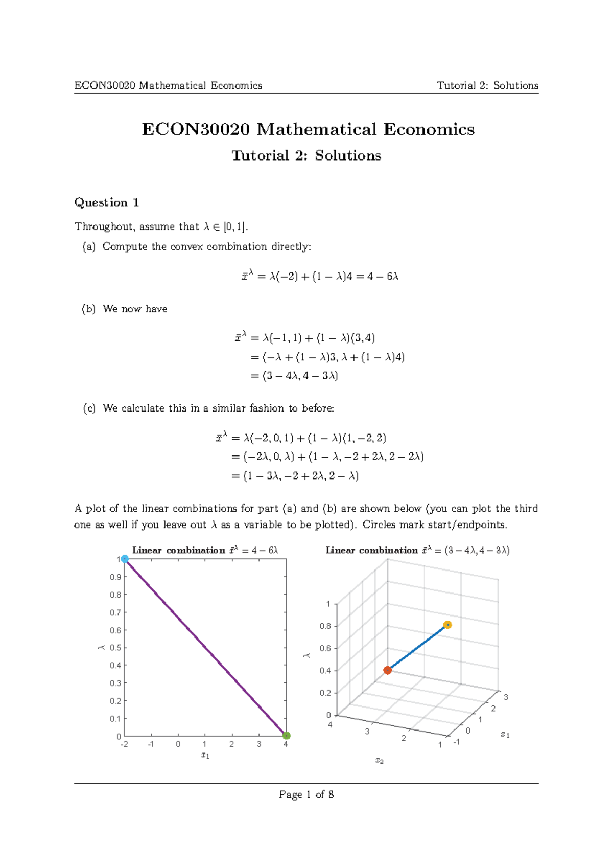 30020-T2sol - tutorial 2 solutions - ECON30020 Mathematical Economics ...