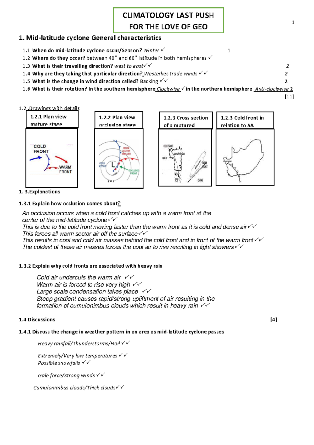 Final Exam Study Notes for GEO 1: Cyclones and Weather Patterns - Studocu