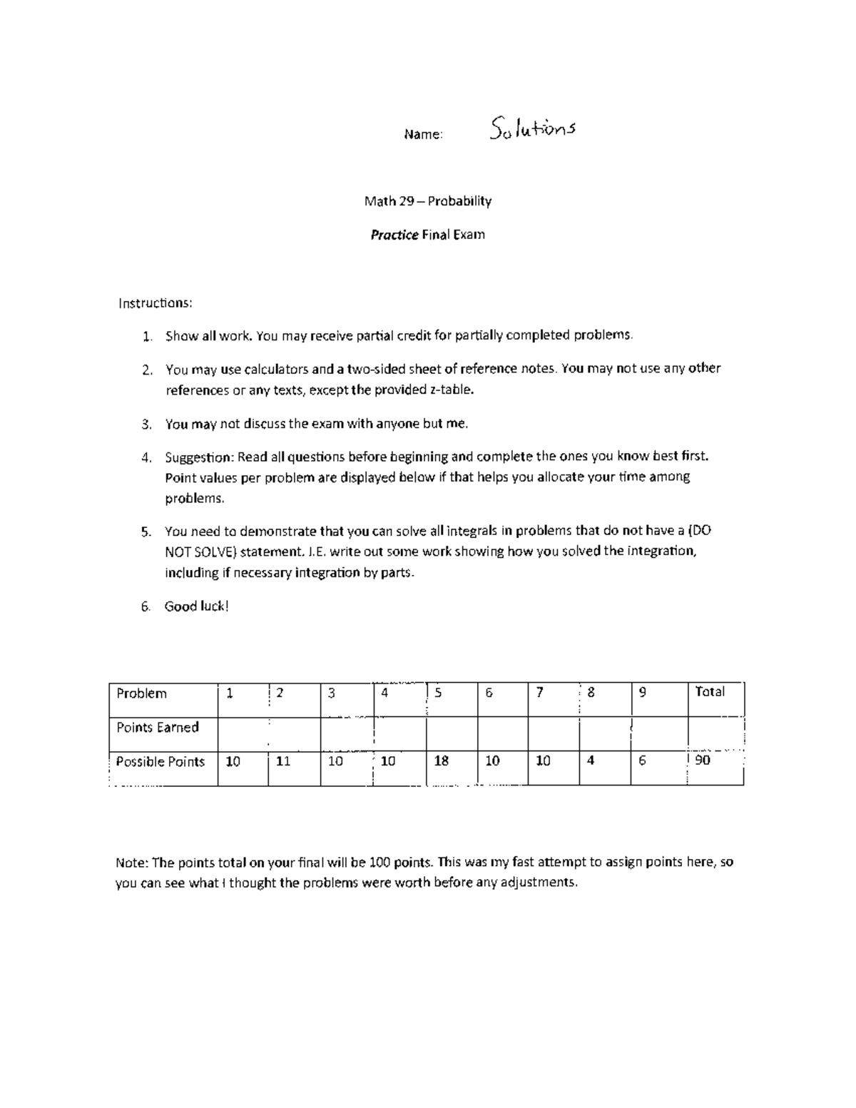 Math29 Practice Final Exam Solutions - Probability Concepts - Studocu