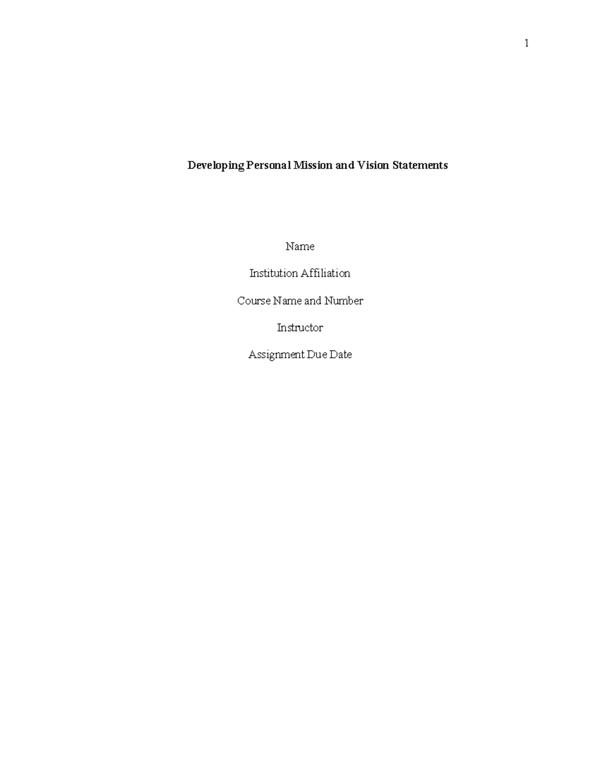 Learning Journal Unit 4 - Developing Personal Mission and Vision ...