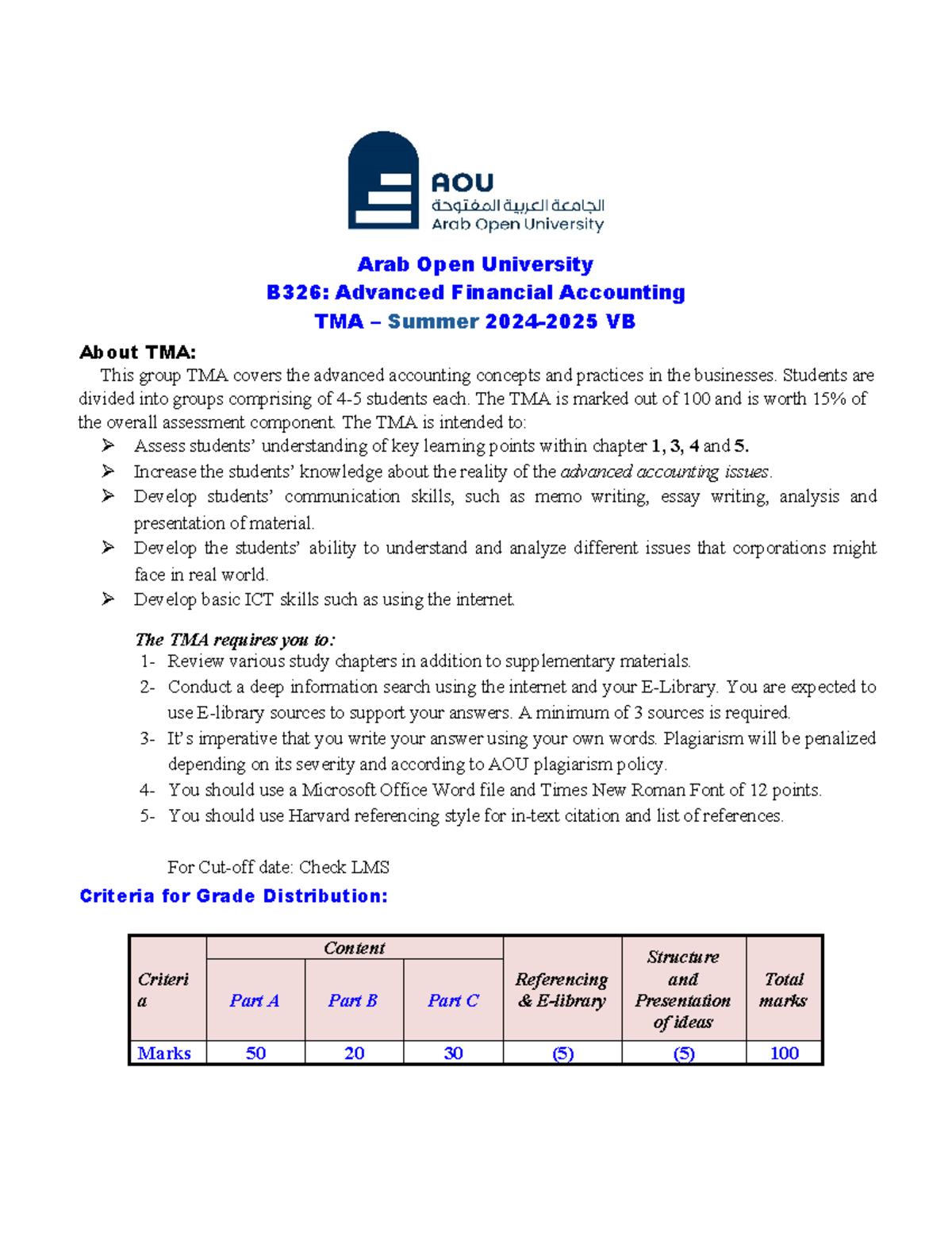 B326 TMA Summer 24-25 VB: Advanced Financial Accounting Analysis - Studocu