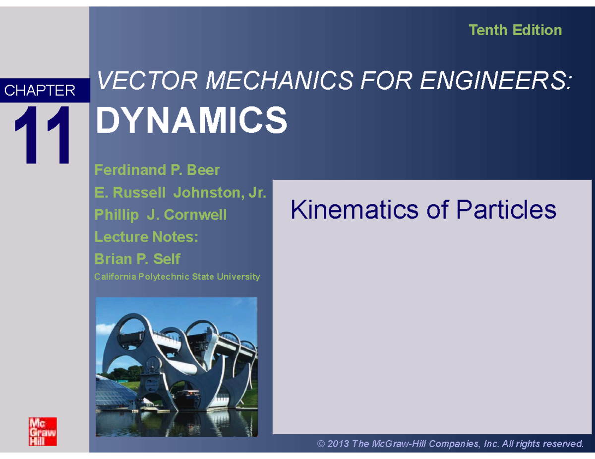 Lecture Notes: Vector Mechanics for Engineers (Dynamics) - Kinematics ...
