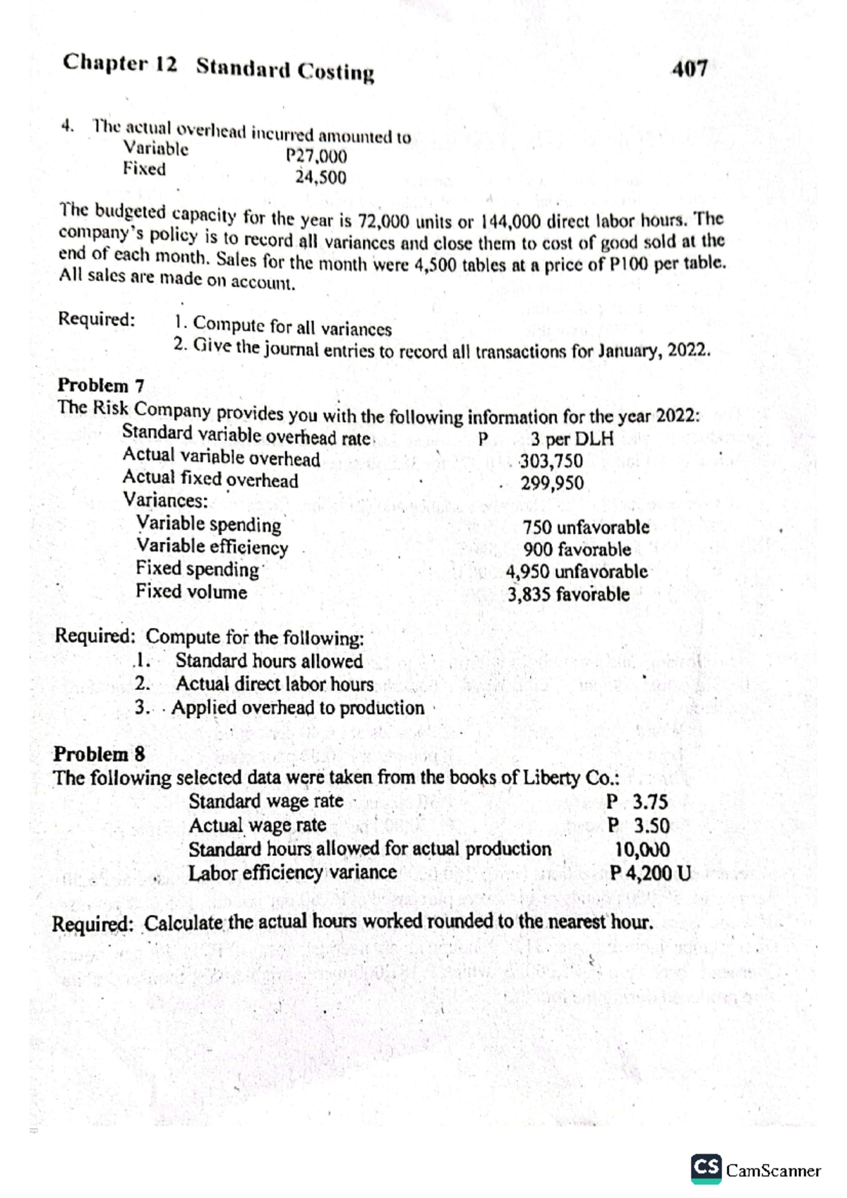 CS 406 Chapter 12 Standard Costing: Variance Analysis & Journal Entries ...