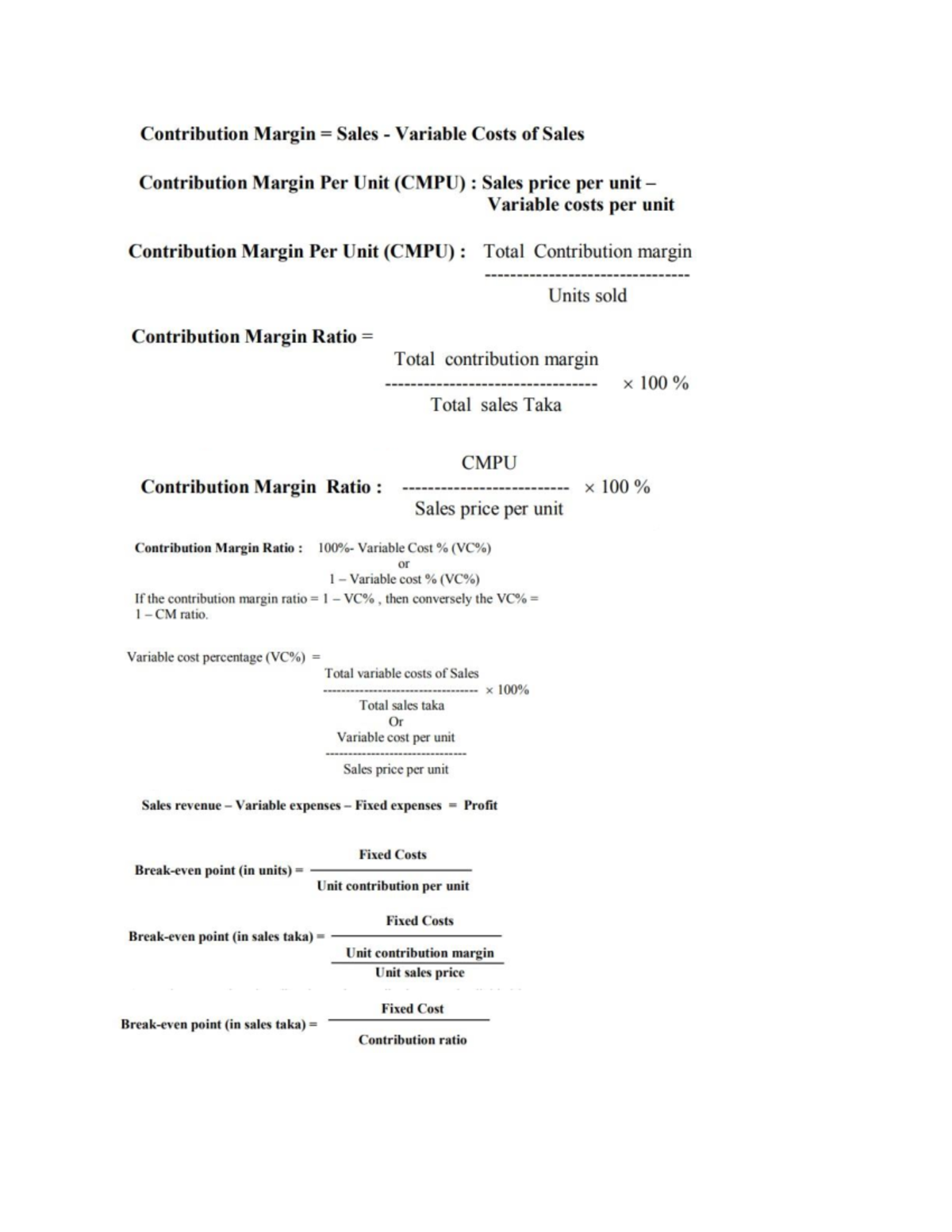 CVP Analysis Formula - bkbkj - Studocu