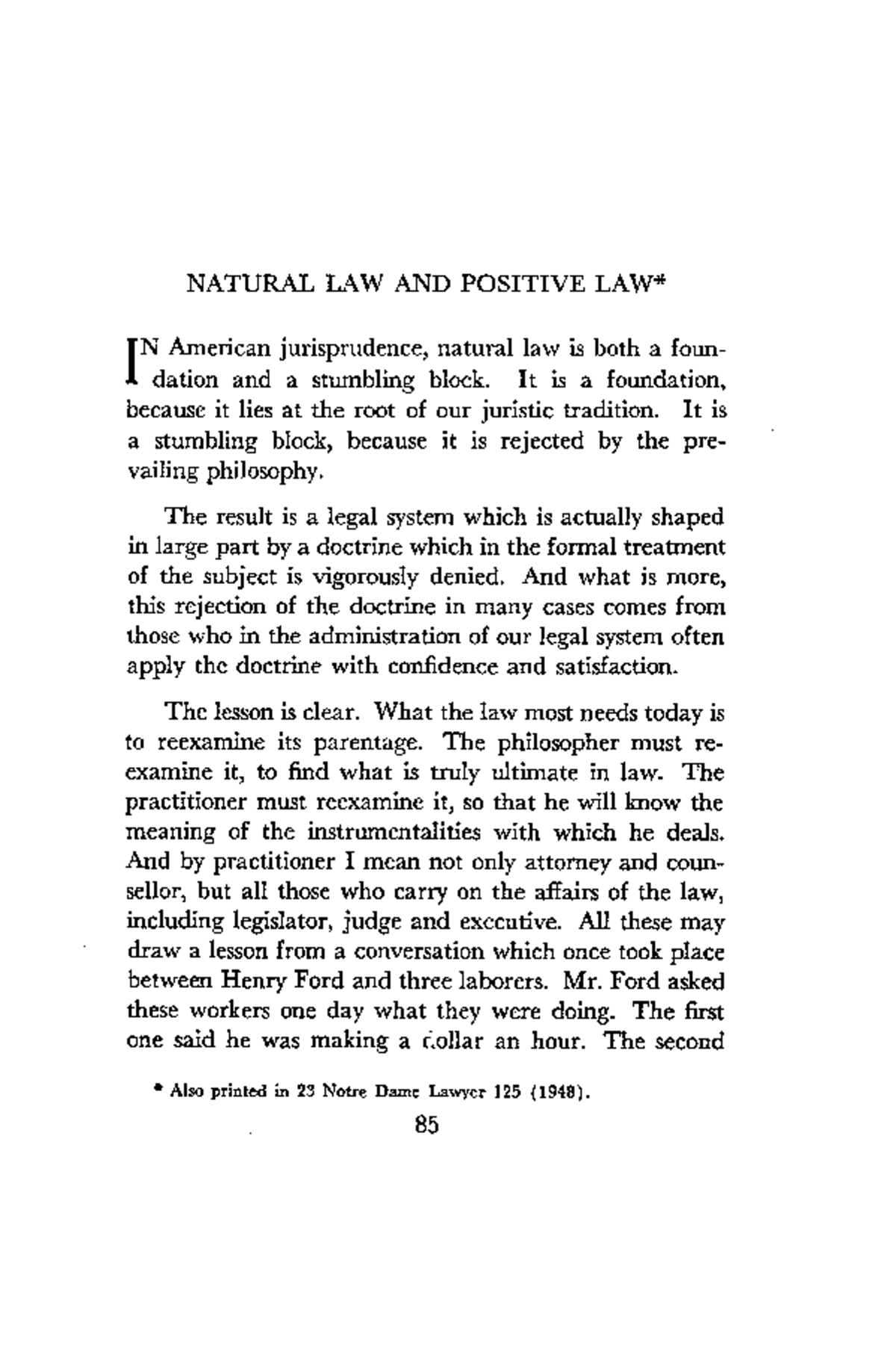09 1Nat LInst Proc 85(1949) - NATURAL LAW AND POSITIVE LAW* N American ...