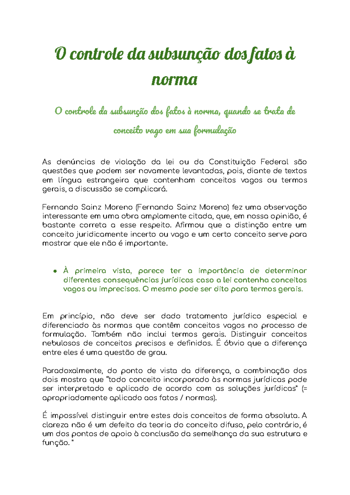 O controle da subsunção dos fatos à norma. - O control d su unçã d fat ...