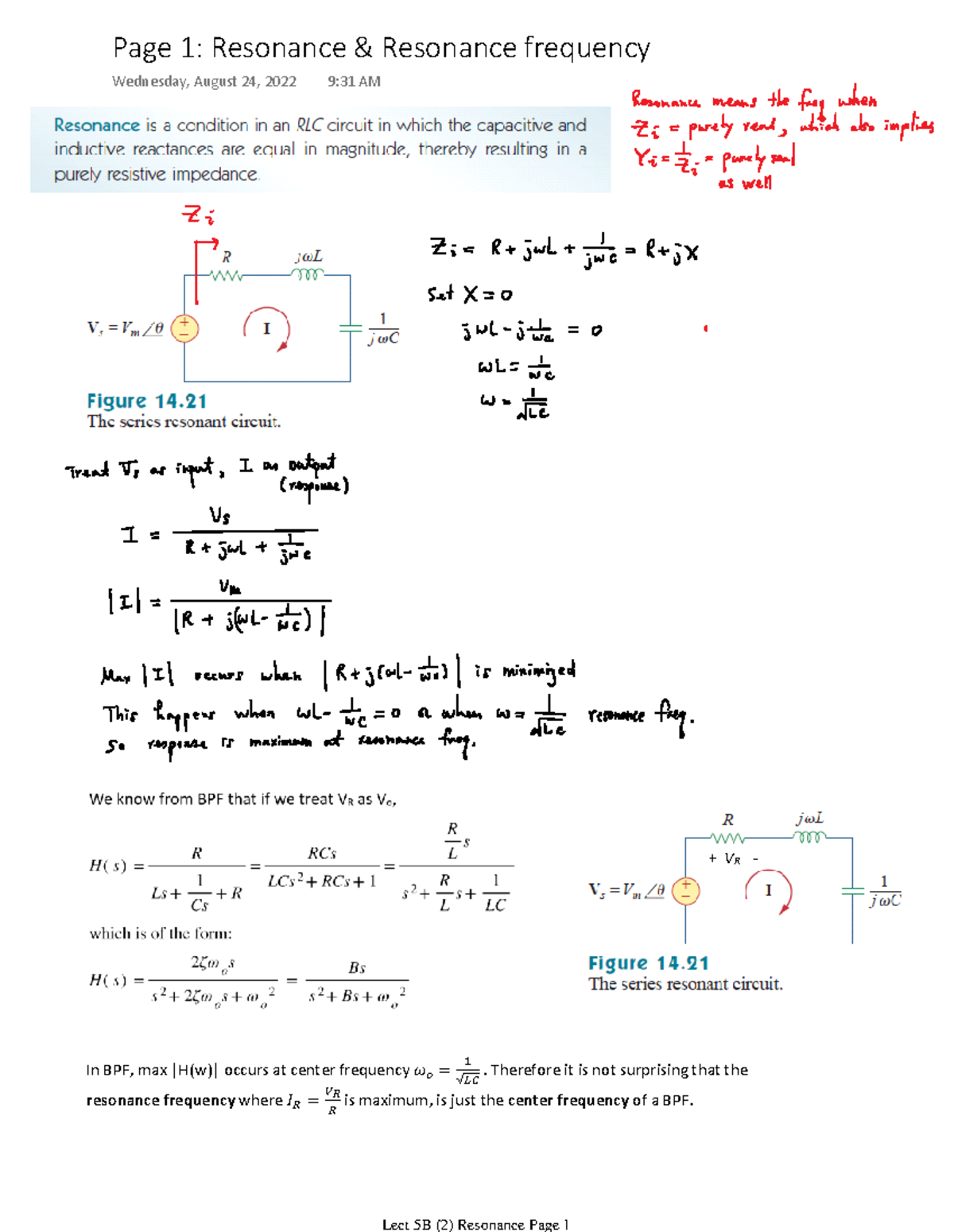 Lect 5B: Understanding Resonance and Resonance Frequency - Summer II ...