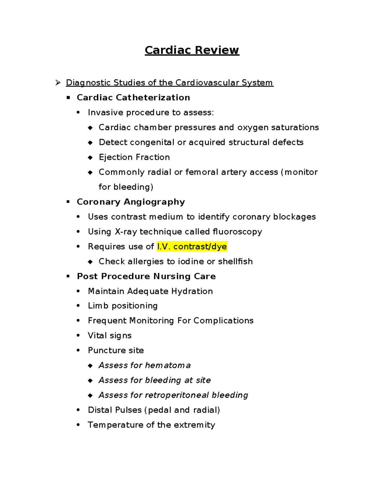 Cardiac Review - study - Cardiac Review Diagnostic Studies of the ...