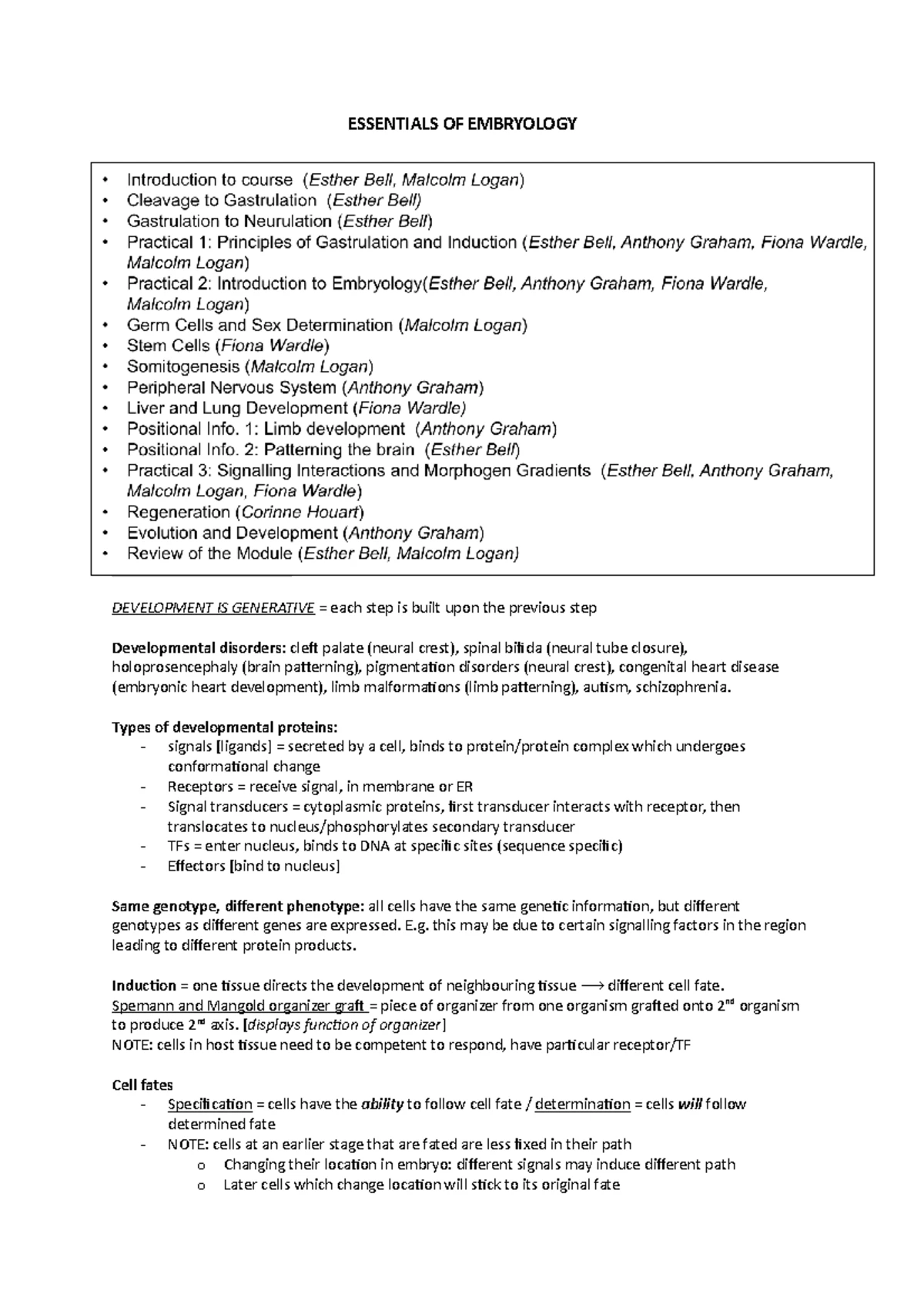 Embryology Cheat Sheet: Key Genes, Factors, and Signaling Overview ...