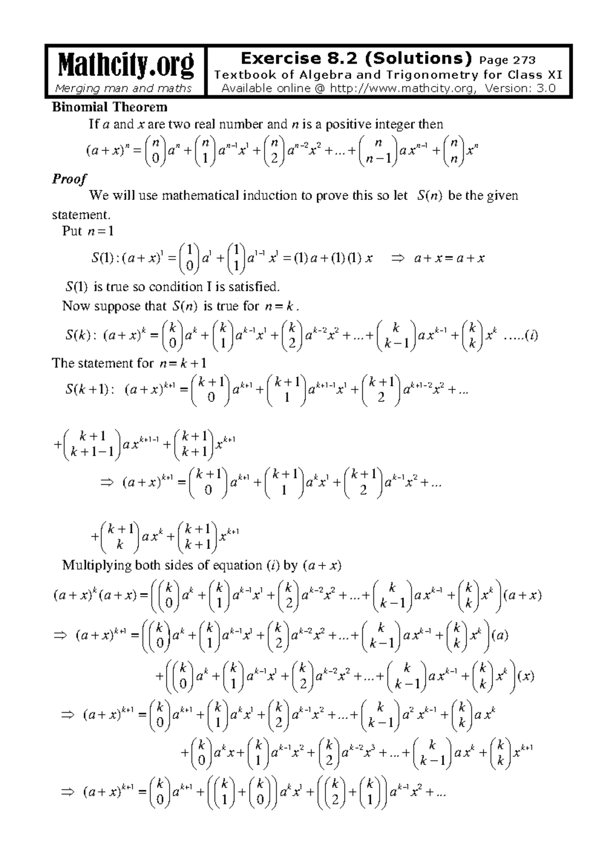 Exercise 8.2 Solutions for Algebra and Trigonometry (Class XI) - Studocu