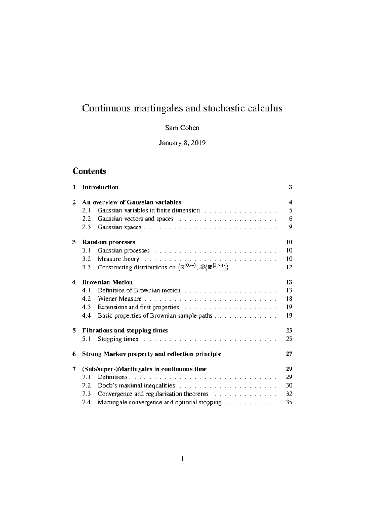 Probability and stochastics - Continuous martingales and stochastic ...