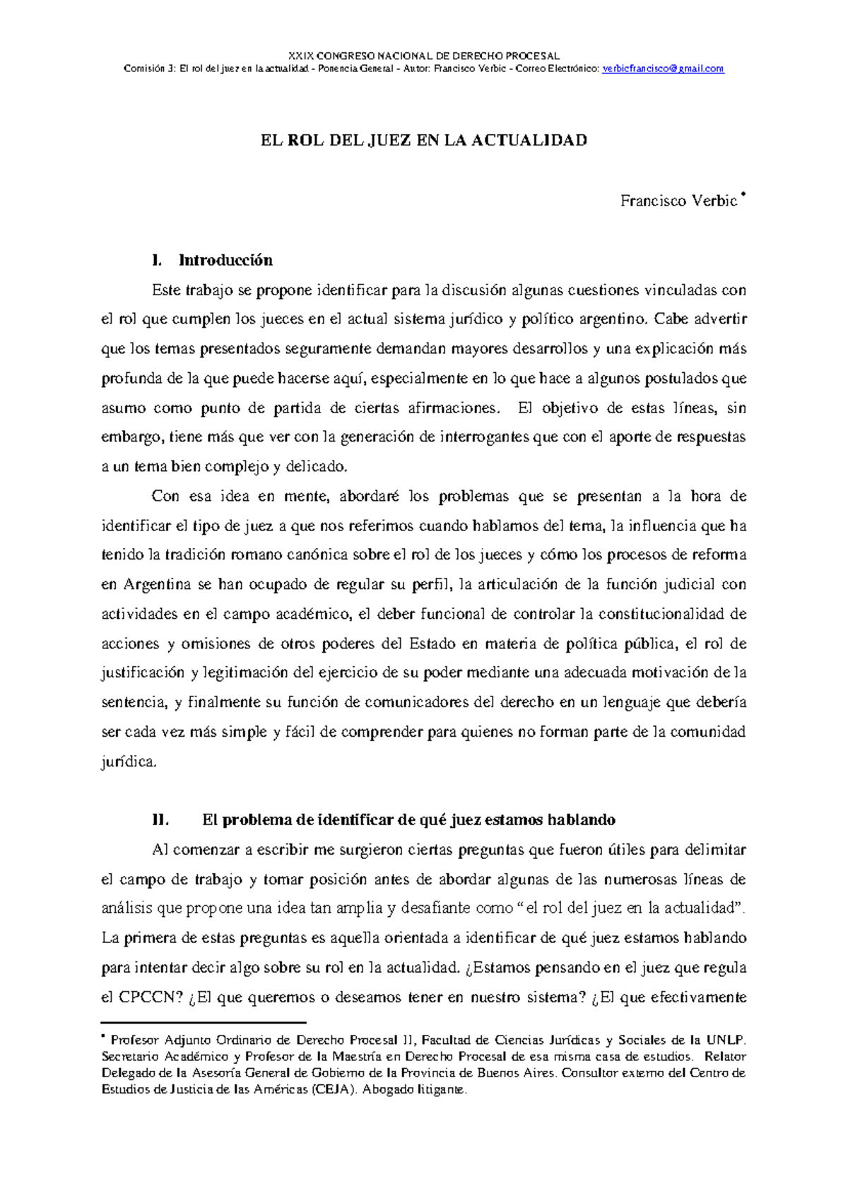 El rol del juez en la actualidad - XXIX Congreso Nacional de Derecho ...