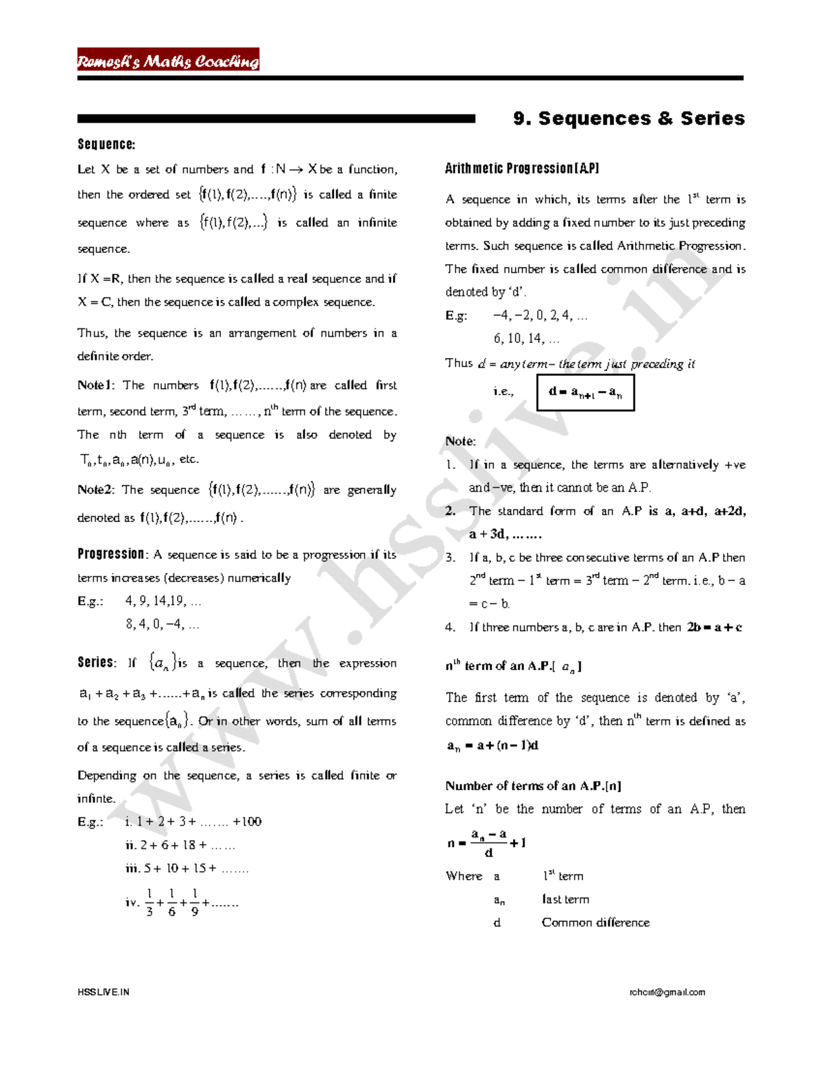 XI-CH 9 Sequences AND Series-Ramesh-hsslive - Methods of mathematics ...