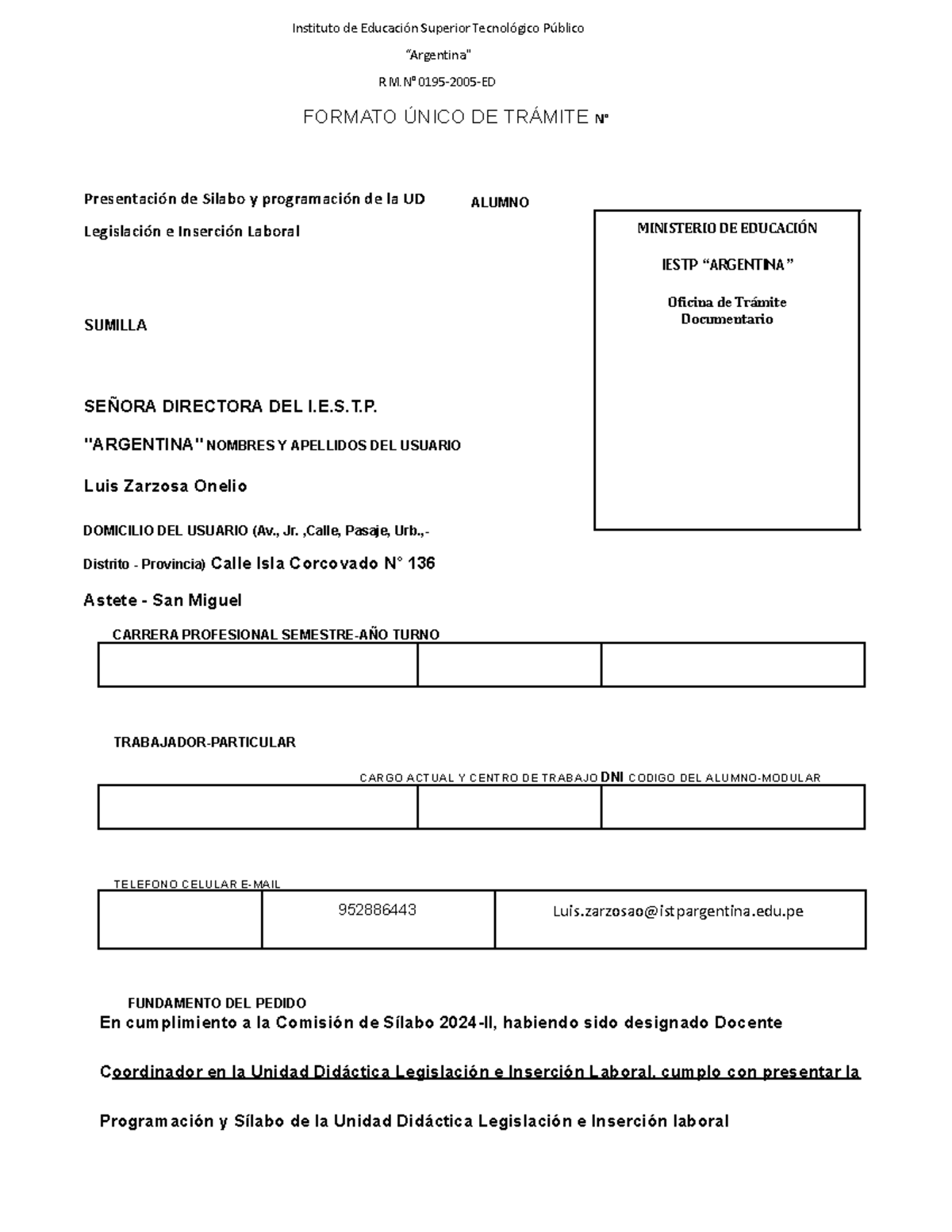 Silabo U. Didáctica: Legislación e Inserción Laboral - 2024-II - Document Preview