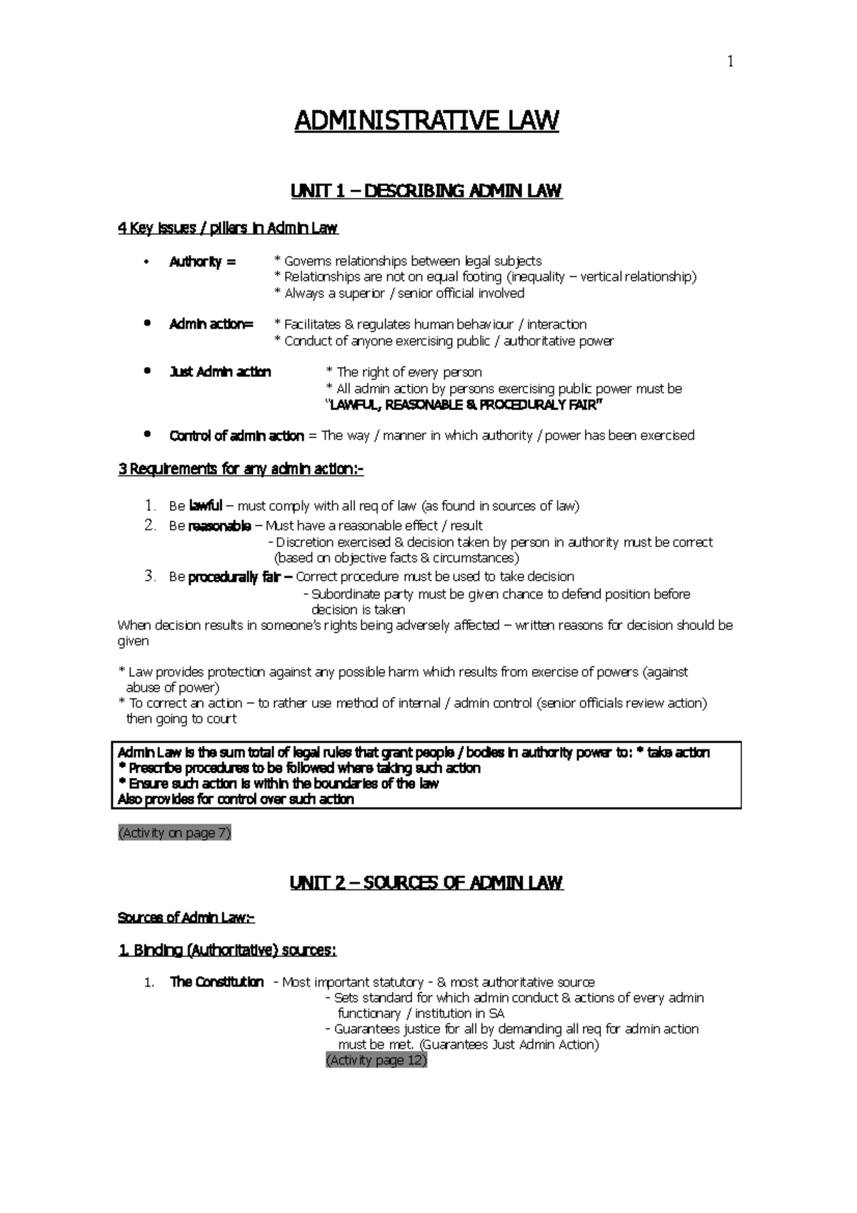 ADL2601 - Key Administrative Law Concepts and Principles Summary - Studocu