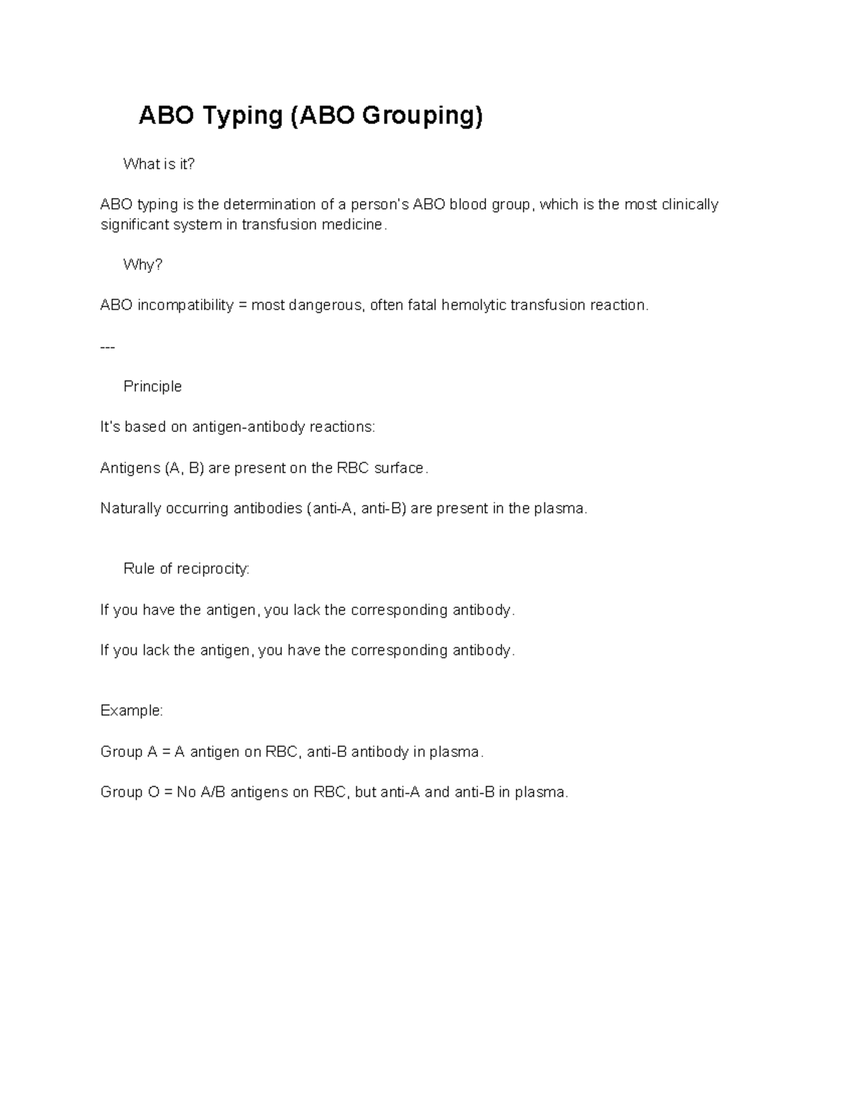 ABO Typing (ABO Grouping) Overview and Methods Explained - Studocu