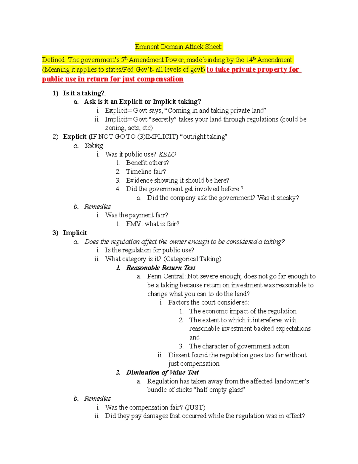 Property law outline: Key concepts and case law analysis - Studocu