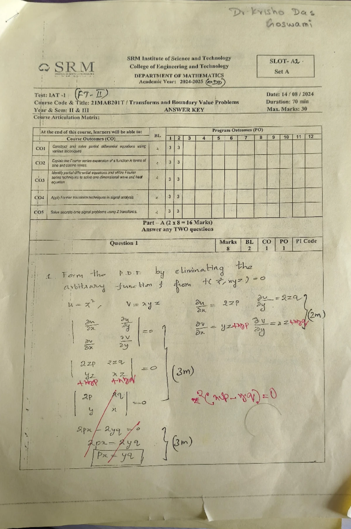 DSA - Question paper - Reg. No RA2211003011324 DEGREE EXAMINATION ...