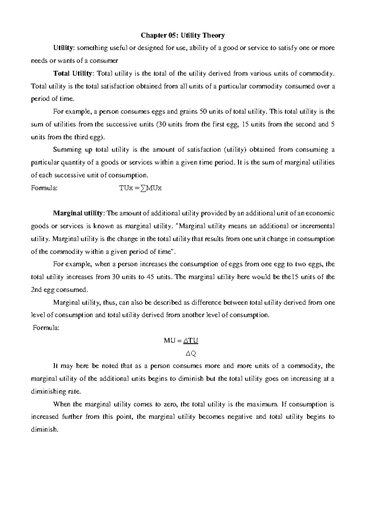 Chapter 5: Understanding Utility Theory in Economics - Studocu