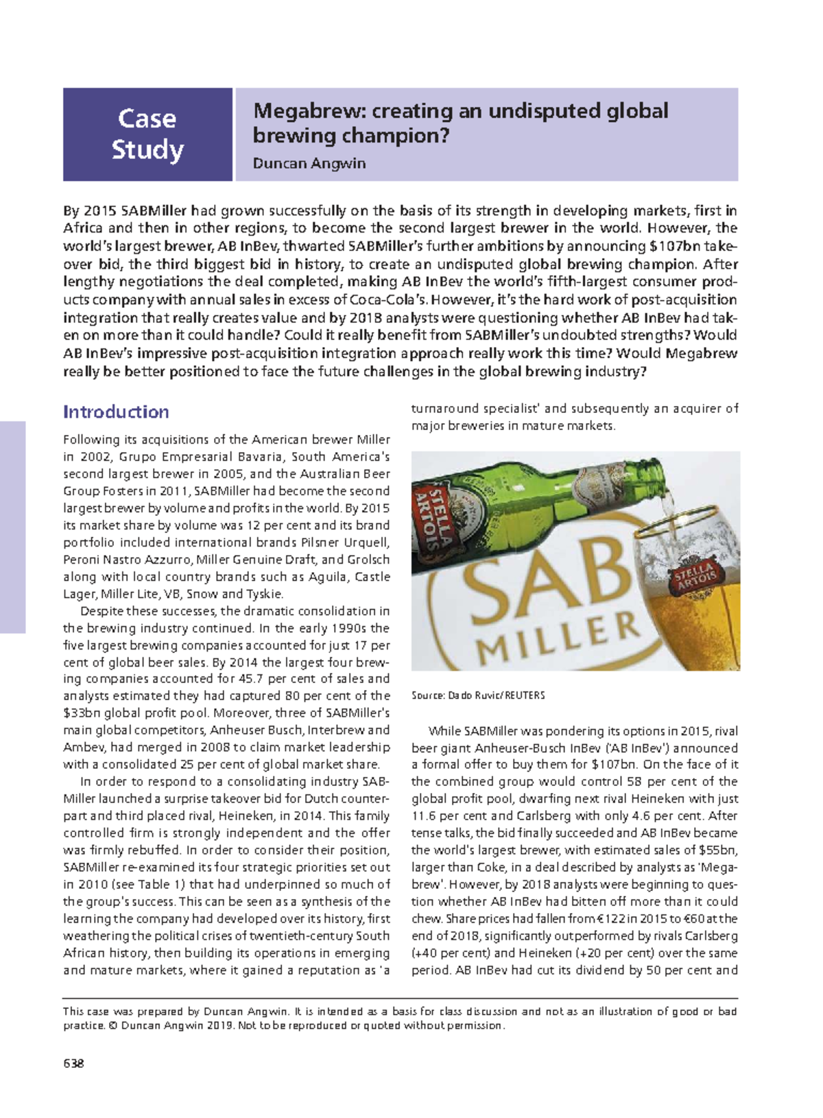 Case Study: Megabrew's Quest for Global Brewing Dominance (2015) - Studocu