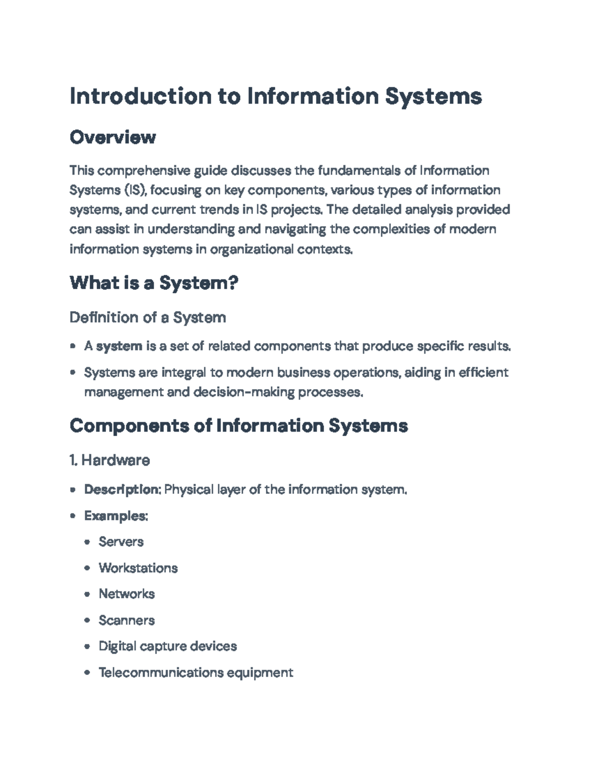 Introduction to Information Systems: Key Components and Trends ...