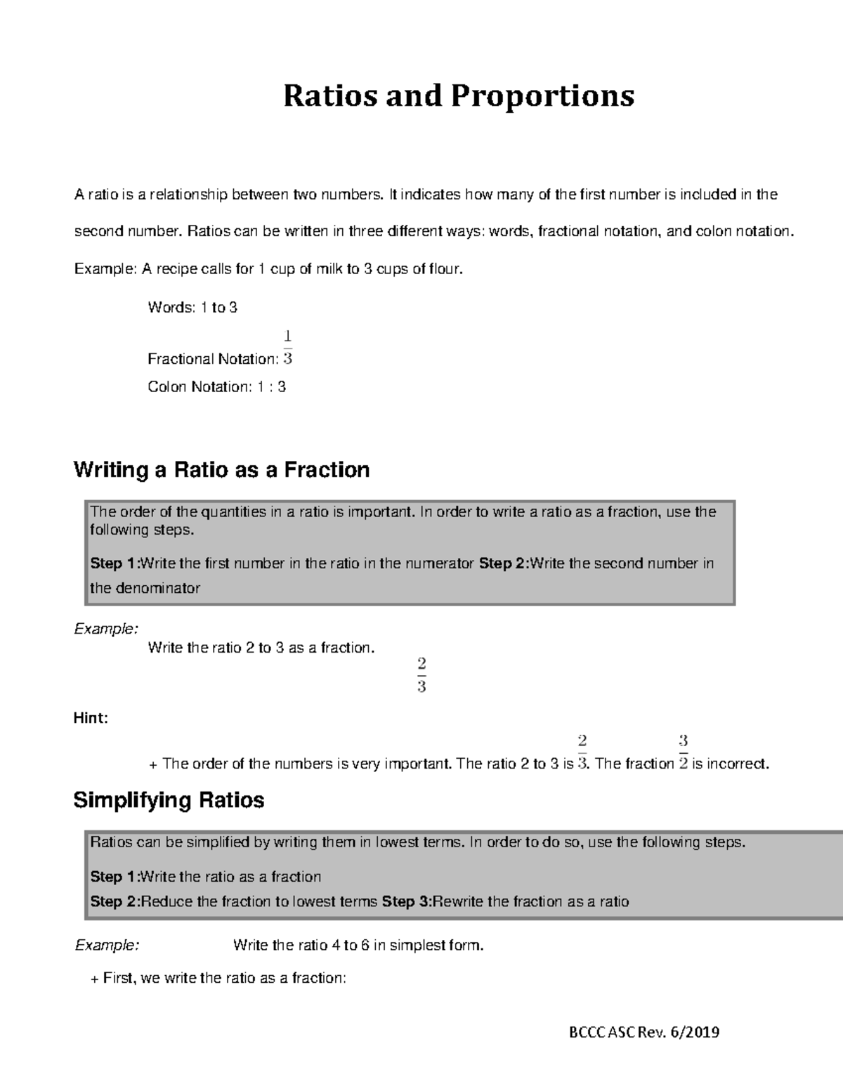 Ratio and Proportion Concepts for Grade 6 - Studocu