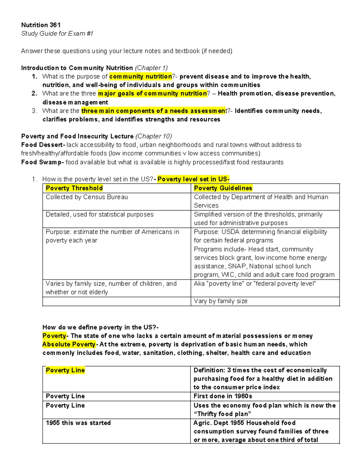 Nutrition 361: Community Needs Assessment and Food Insecurity Study ...