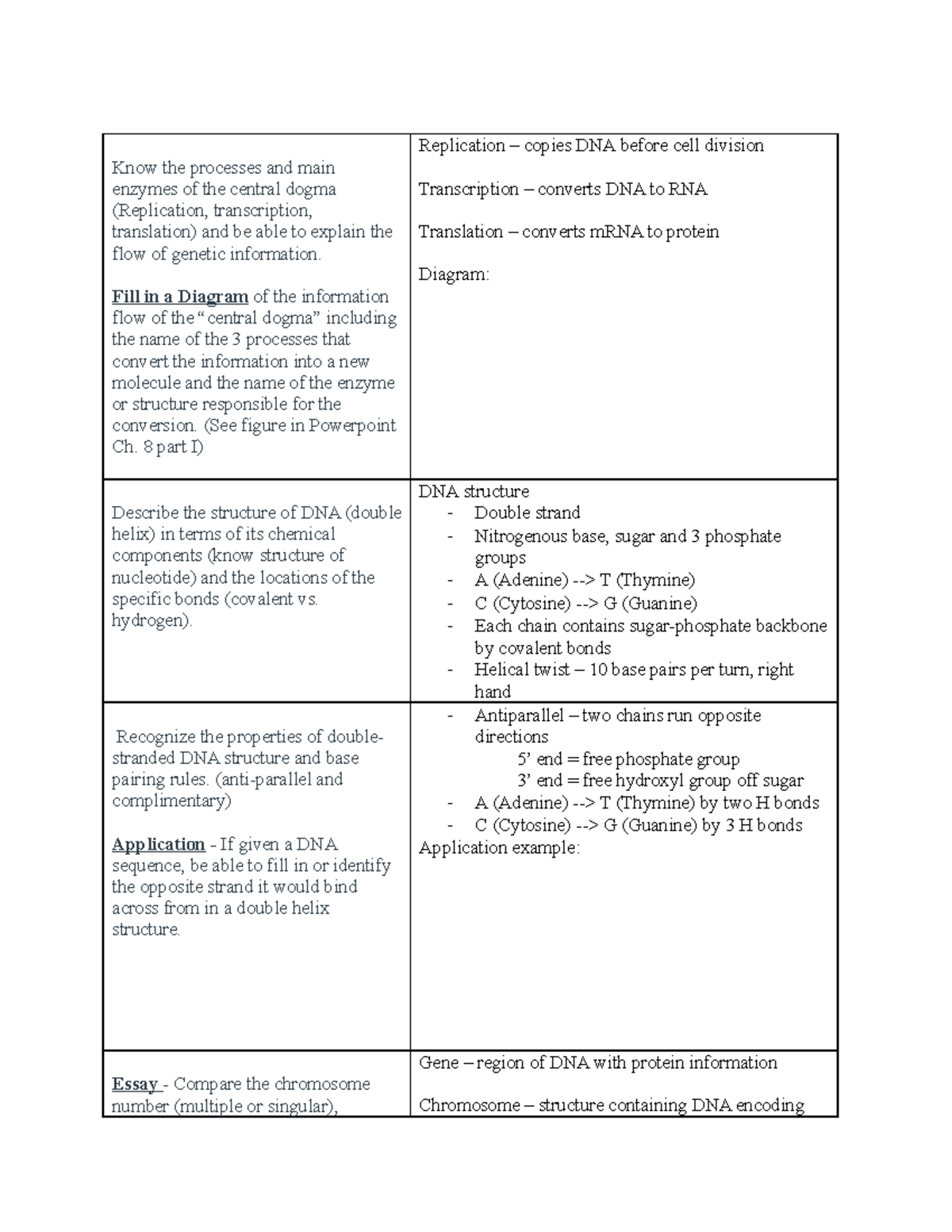 CH 8 - CENTRAL DOGMA PROCESSES: EXAM REVIEW & KEY CONCEPTS - Studocu
