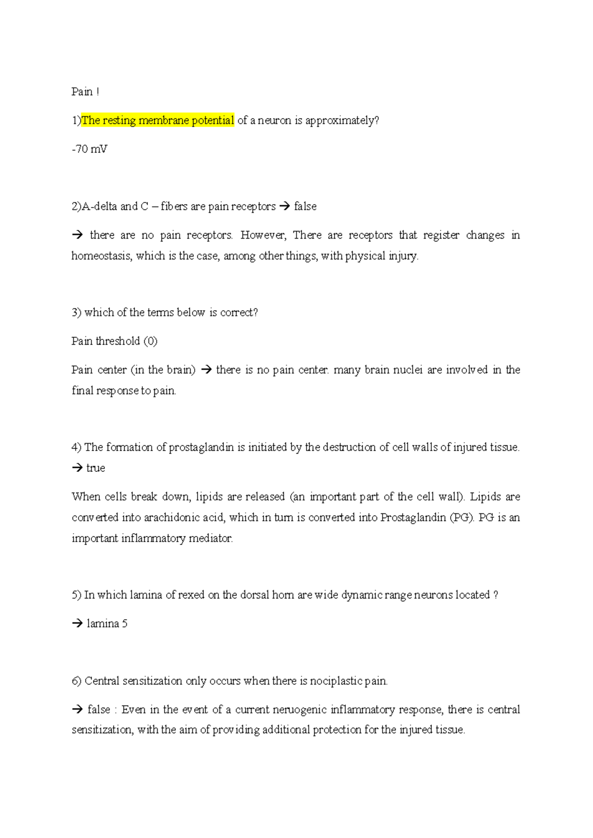 Pain Management Overview - Samenvatting van Screening en Diagnostiek ...