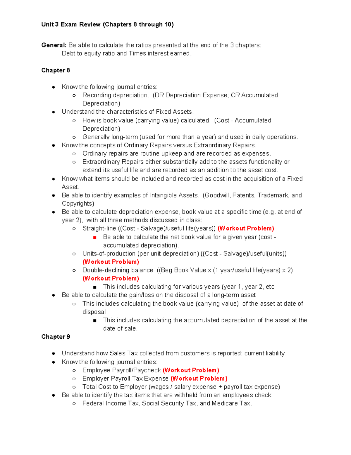 Unit 3 Exam Review: Key Concepts from Chapters 8-10 - Studocu