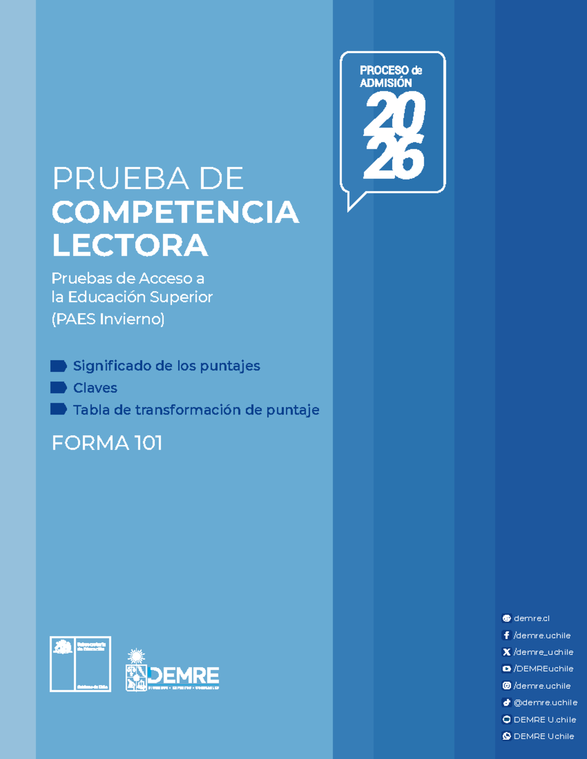 PRUEBA DE COMPETENCIA LECTORA PAES Invierno 2023: Cálculo de Puntajes ...