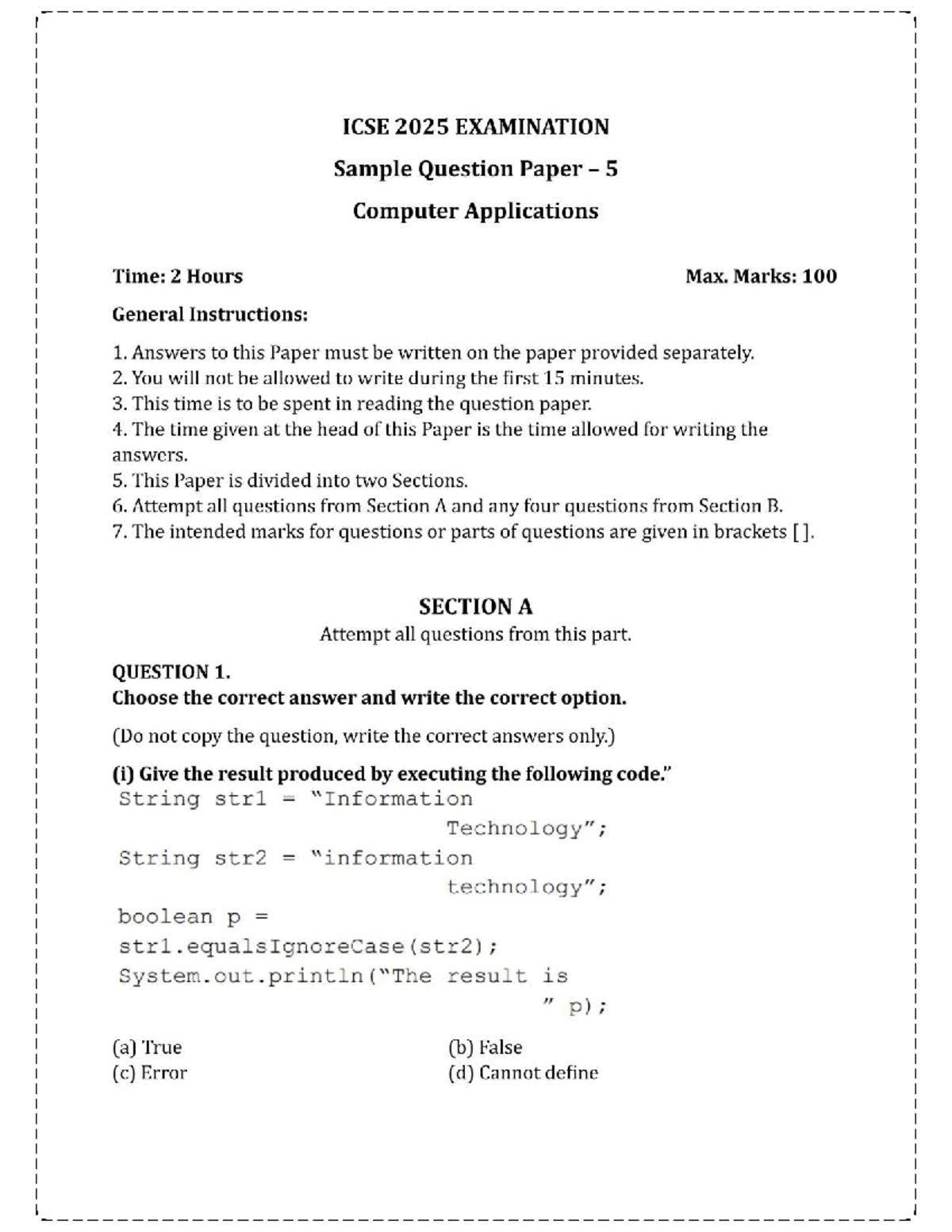 Selfstudys com file - helpful - ICSE 2025 EXAMINATION Sample Question ...