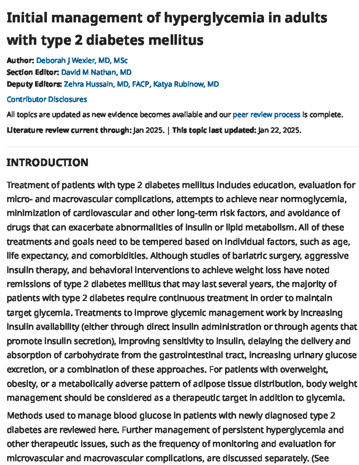 Management of Hyperglycemia in Type 2 Diabetes Mellitus: Overview and ...